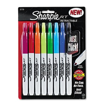 Sharpe Manufacturing Sharpie 32730PP Retractable Permanent Markers  Fine Point  Assorted  8-Set 32730PP
